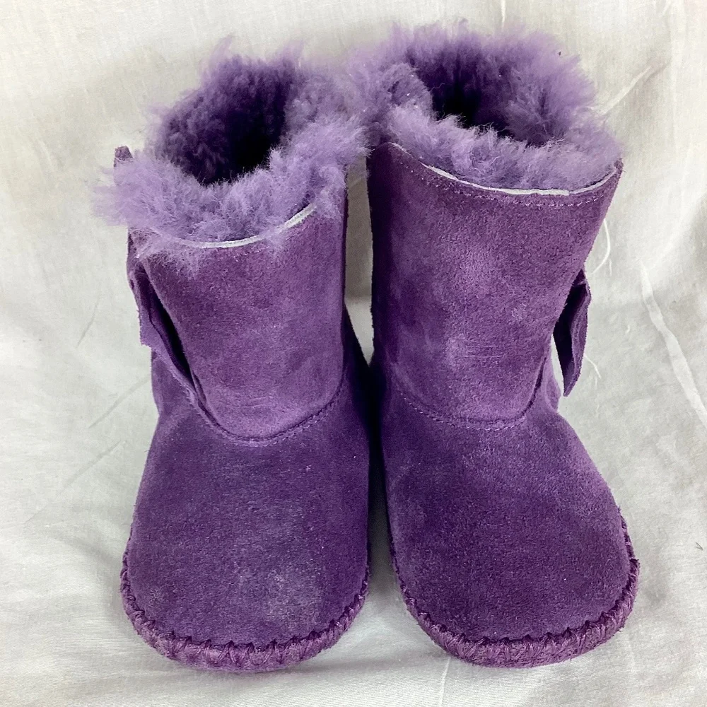 Ugg Suede Baby Toddler Hightop Boots Size 6 Faux Fur Purple